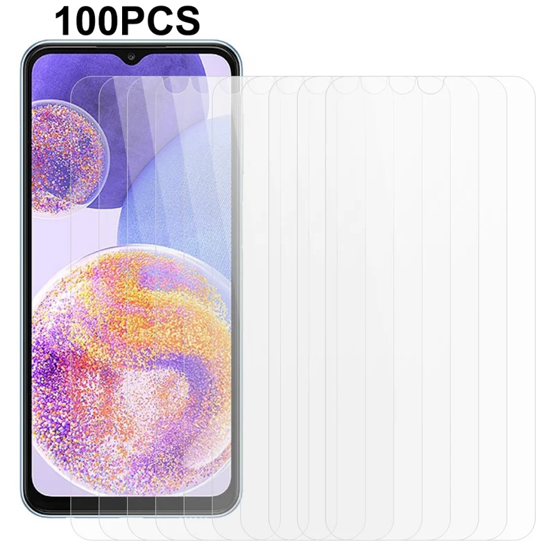 100Pcs For Samsung Galaxy A23 5G (Global Version) / A23 4G Smooth Screen Protector HD Clear Tempered Glass Cover Film (No Package, with Wipes Set, Dust-absorber, Guide Sticker)