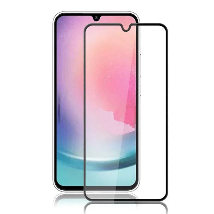 AMORUS Per Samsung Galaxy A24 4G (162.1 x 77.6 x 8.3mm) Protettore Schermo in Vetro Temperato con Stampa Serigrafica Antiesplosione Full Glue Film - Nero