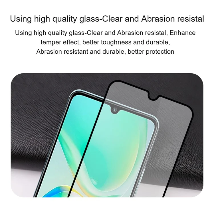 AMORUS 2Pcs For vivo V27e 4G Phone Full Screen Protector Silk Printing Full Glue Tempered Glass Film - Black