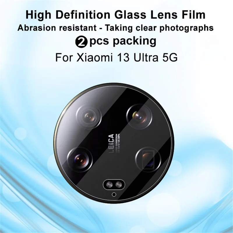 IMAK Set da 2 pezzi / Pellicola per obiettivo fotocamera per Xiaomi 13 Ultra, Protezione per obiettivo in vetro temperato resistente ai graffi e trasparente