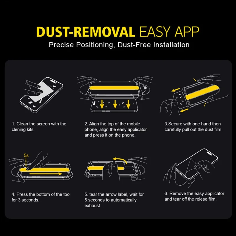 Para iPhone 13 / 13 Pro / 14 Protector de pantalla de cristal templado con impresión de seda transparente y herramienta de instalación fácil