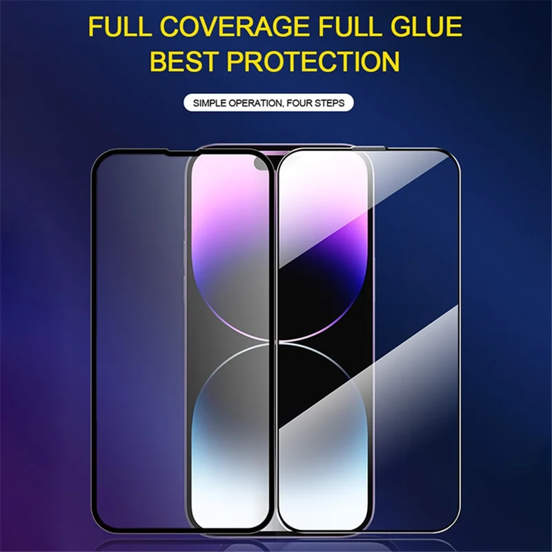 Para iPhone 13 / 13 Pro / 14 Protector de pantalla de cristal templado con impresión de seda transparente y herramienta de instalación fácil