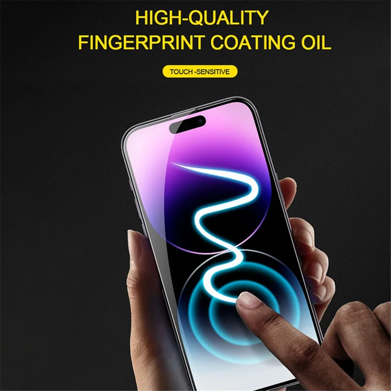 Para iPhone 13 / 13 Pro / 14 Protector de pantalla de cristal templado con impresión de seda transparente y herramienta de instalación fácil