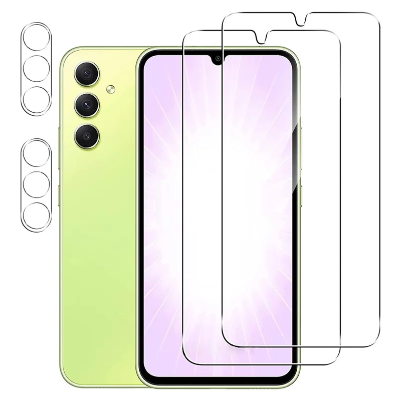 2 pièces pour Samsung Galaxy A54 4G Protecteur d'écran + Protecteur d'objectif de caméra Film en verre trempé transparent HD Film d'objectif