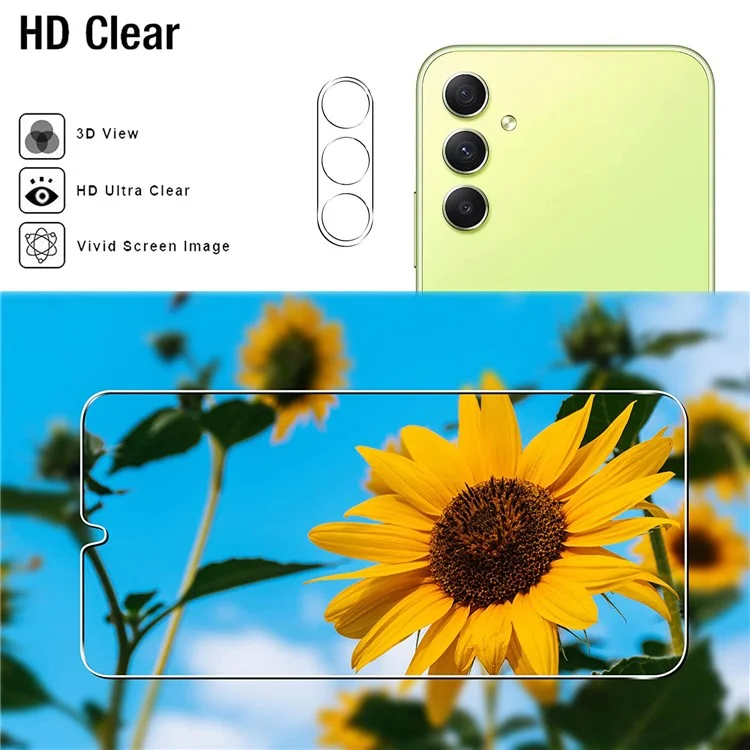 2 шт. Для Samsung Galaxy A34 5G Защитная пленка для экрана из закаленного стекла с защитой объектива камеры