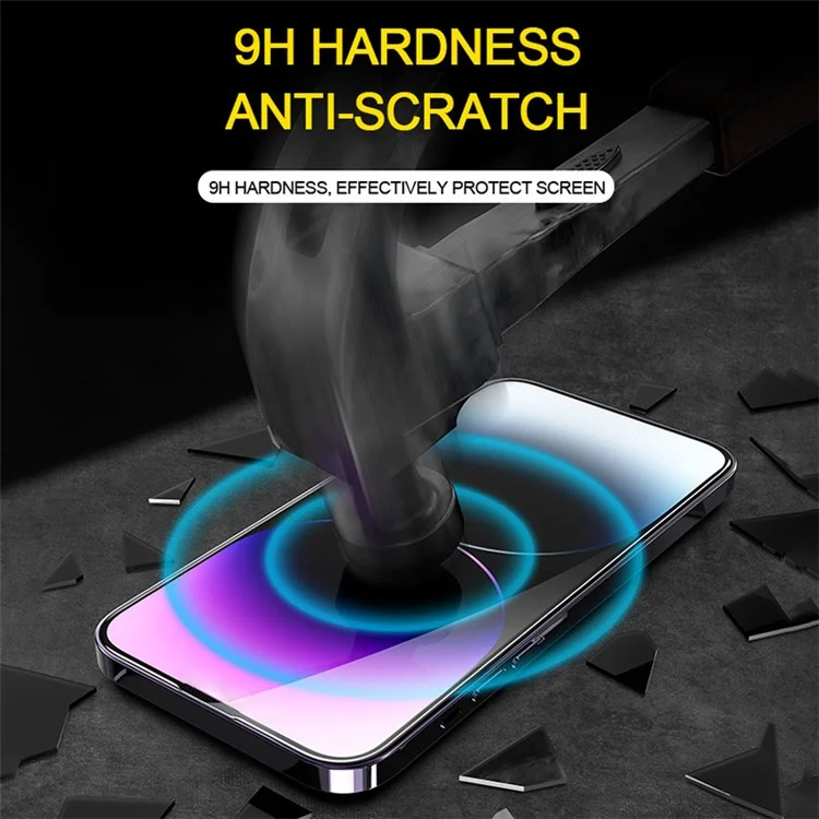 For iPhone 13 Pro Max 6.7 inch / 14 Plus Dust-free Installation Silk Printing Full Screen Protector Anti-Spy Tempered Glass Film