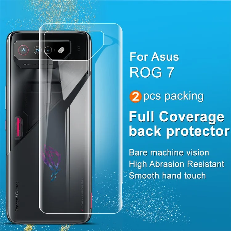 IMAK 2Pcs / Conjunto de película hidrogel III para Asus ROG Phone 7 5G Película protectora transparente para la parte posterior del teléfono