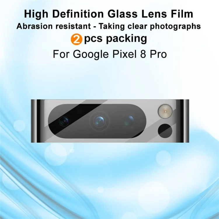 IMAK 2Pcs  /  Set Camera Lens Protector for Google Pixel 8 Pro HD Clear Tempered Glass Phone Lens Film