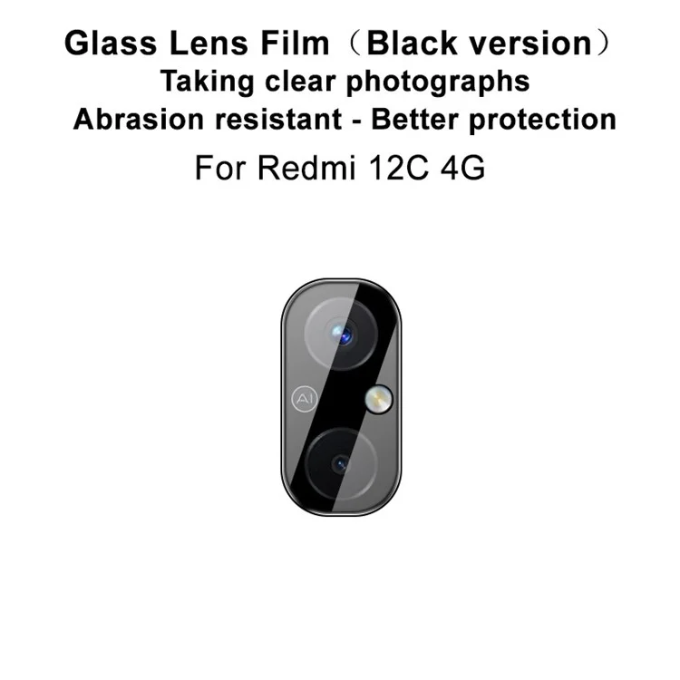 IMAK Camera Lens Protector for Xiaomi Redmi 12C 4G Tempered Glass Anti-Scratch Lens Film (Black Version)