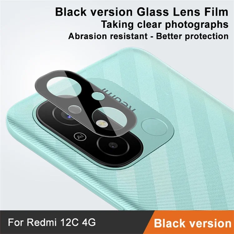 IMAK Camera Lens Protector for Xiaomi Redmi 12C 4G Tempered Glass Anti-Scratch Lens Film (Black Version)