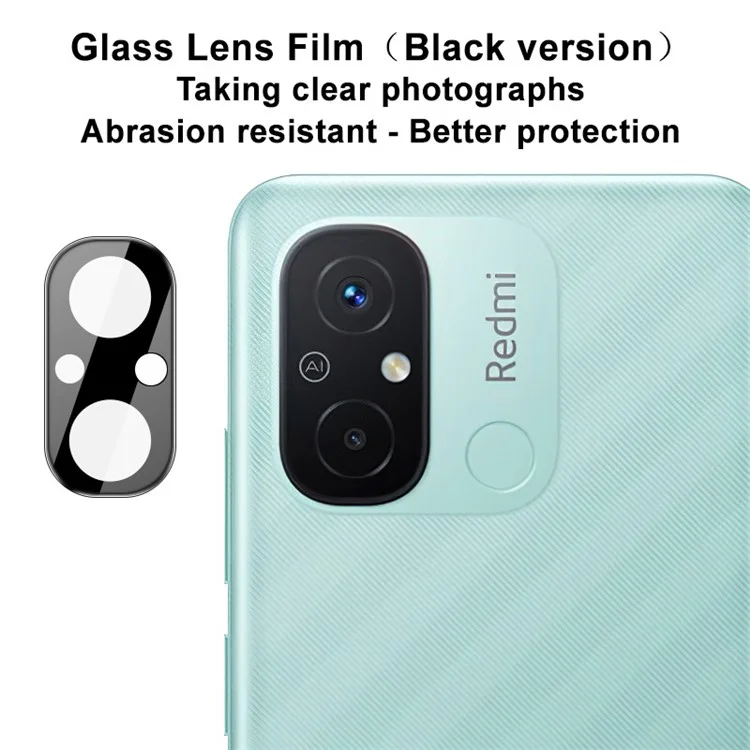 IMAK Camera Lens Protector for Xiaomi Redmi 12C 4G Tempered Glass Anti-Scratch Lens Film (Black Version)