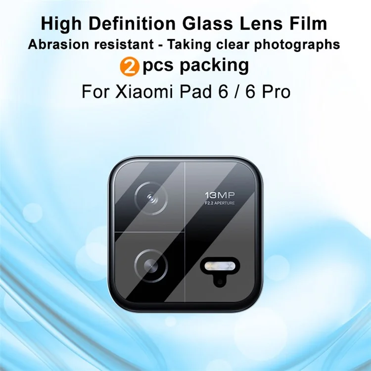 IMAK 2 unidades / Juego para Xiaomi Pad 6 / 6 Pro HD Protector de lente de tableta Película de vidrio templado para lente de cámara