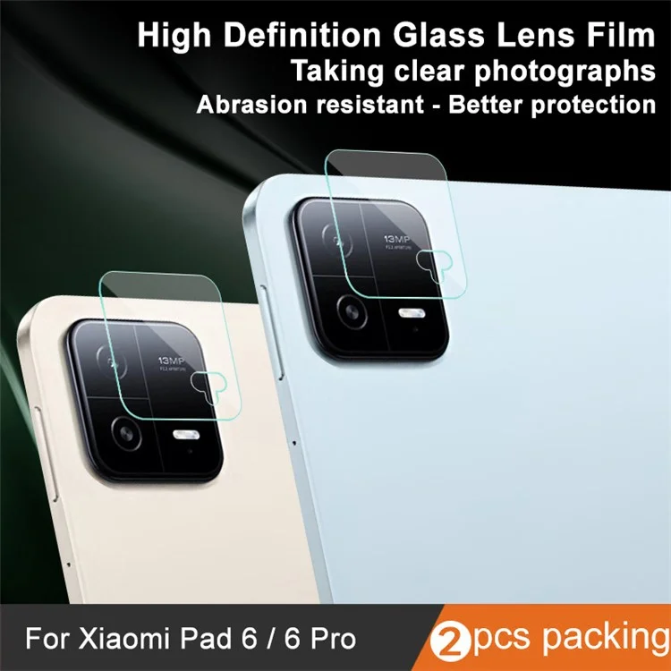 IMAK 2 unidades / Juego para Xiaomi Pad 6 / 6 Pro HD Protector de lente de tableta Película de vidrio templado para lente de cámara