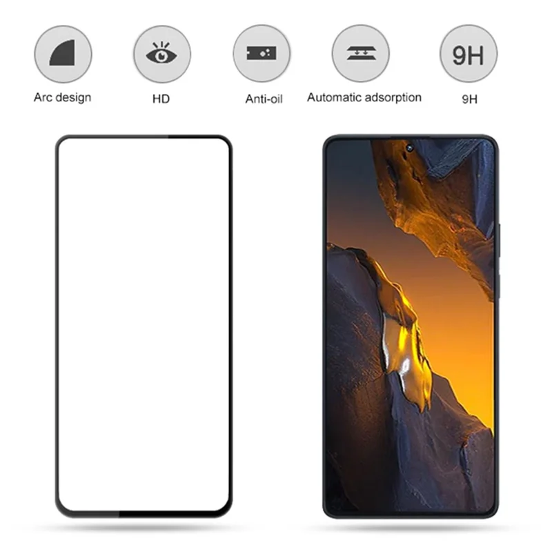 AMORUS 2Pcs Para Xiaomi Poco F5 5G / Redmi Note 12 Turbo Protector de Pantalla de Vidrio Templado con Impresión de Seda - Negro