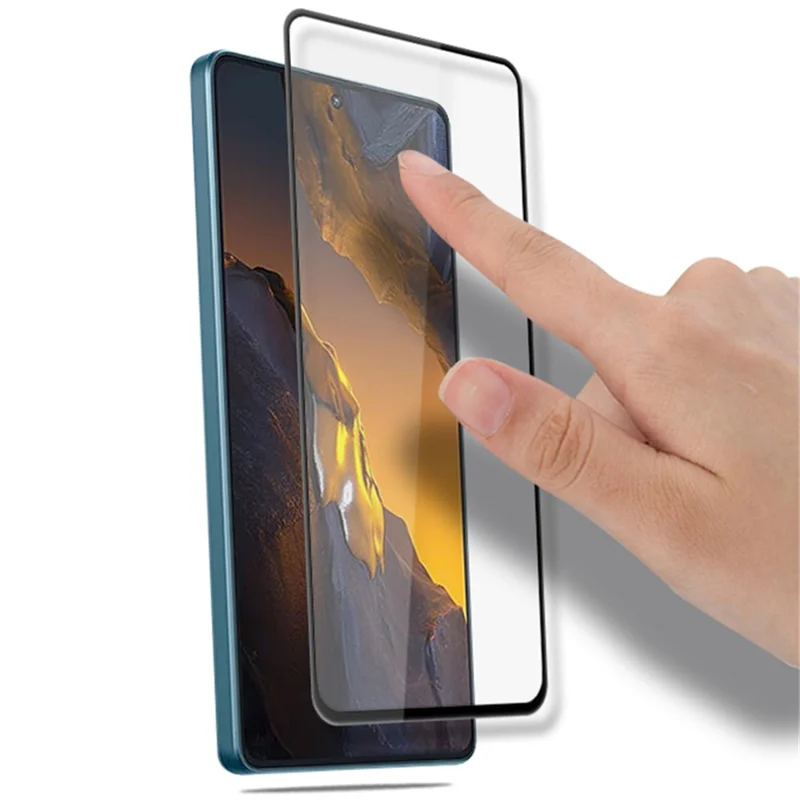 AMORUS For Xiaomi Poco F5 5G / Redmi Note 12 Turbo Tempered Glass Film Silk Printing Phone Screen Protector - Black