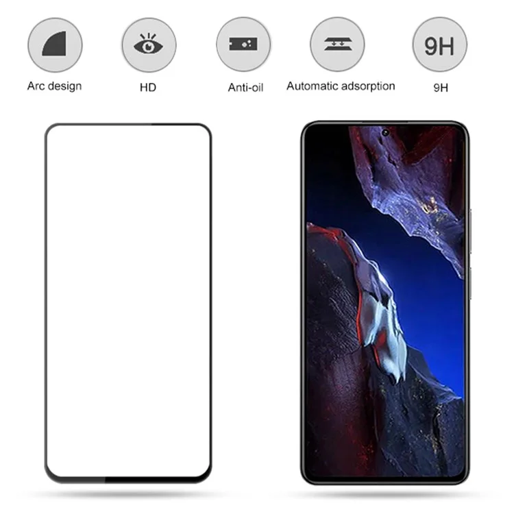 AMORUS 2Pcs Screen Protector for Xiaomi Poco F5 Pro 5G / Redmi K60 5G / K60 Pro 5G Silk Printing Tempered Glass Film - Black