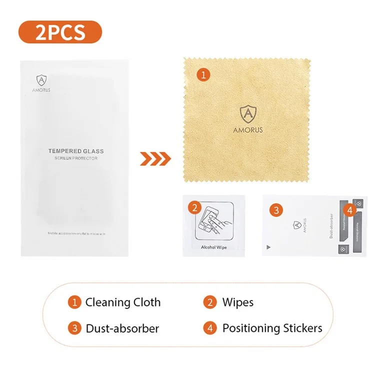 AMORUS 2Pcs Screen Protector for Xiaomi Poco F5 Pro 5G / Redmi K60 5G / K60 Pro 5G Silk Printing Tempered Glass Film - Black