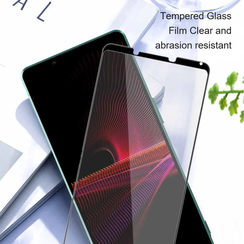 AMORUS 2Pcs For Sony Xperia 10 V Phone Full Screen Protector Silk Printing Tempered Glass Full Glue Film - Black