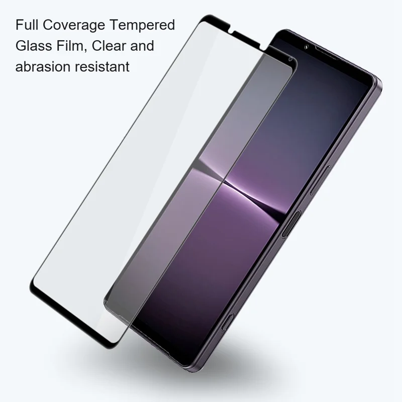 AMORUS 2Pcs For Sony Xperia 10 V Phone Full Screen Protector Silk Printing Tempered Glass Full Glue Film - Black