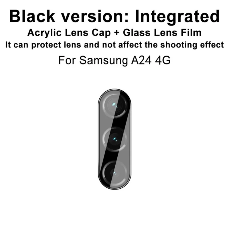 IMAK Para Samsung Galaxy A24 4G (162,1 x 77,6 x 8,3mm) Protetor de Lente de Vidro Temperado de Câmera + Tampa da Lente Acrílica (Versão Preta)