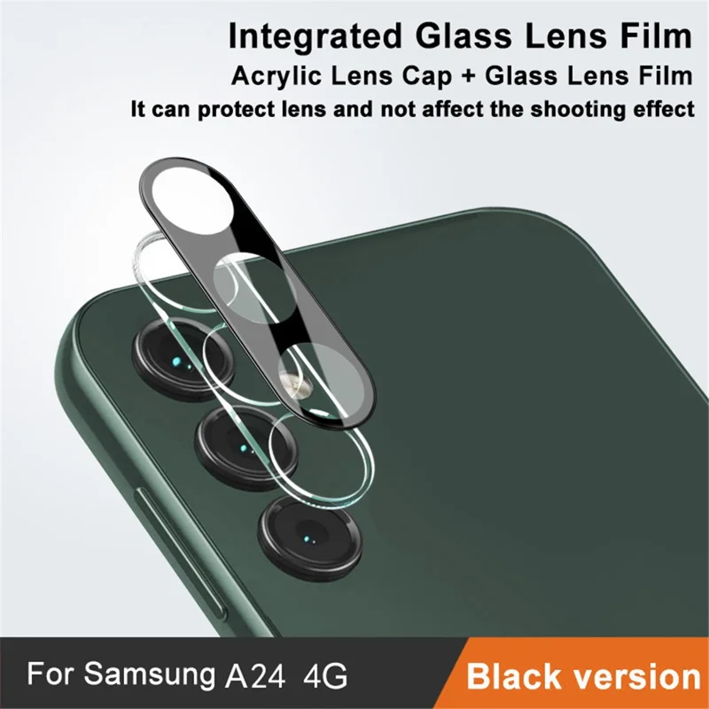 IMAK Para Samsung Galaxy A24 4G (162,1 x 77,6 x 8,3mm) Protetor de Lente de Vidro Temperado de Câmera + Tampa da Lente Acrílica (Versão Preta)