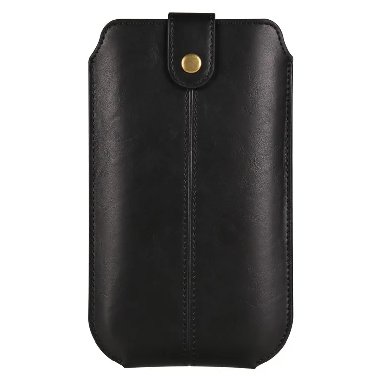 Crazy Horse Texture PU Leather Phone Belt Pouch for Cell Phones Universal Waist Phone Holster Bag with Card Layer - 6.1" / Black