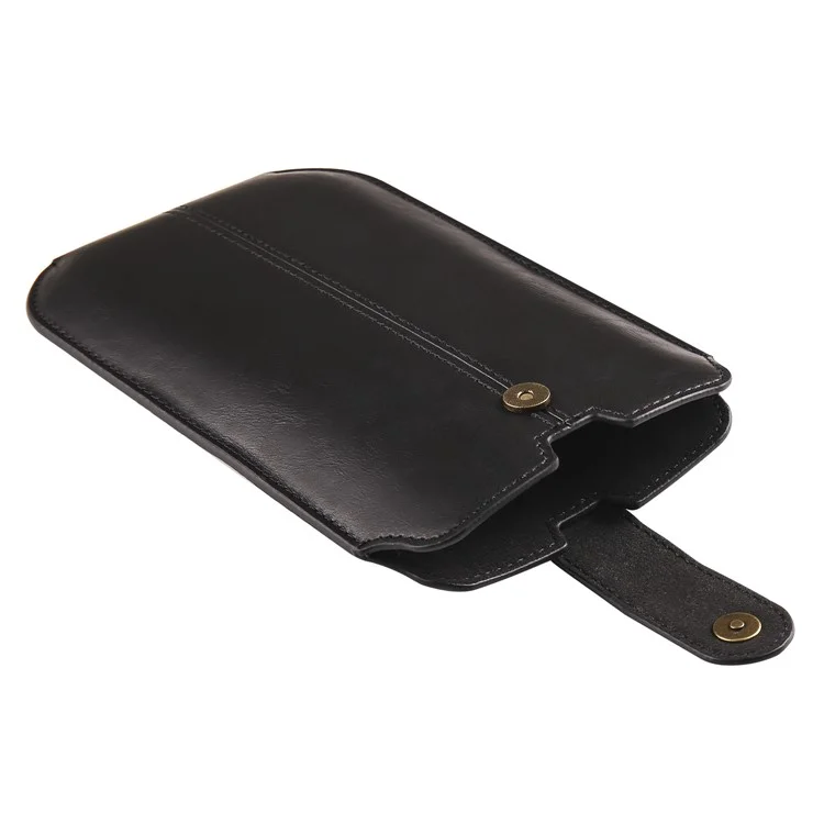 Crazy Horse Texture PU Leather Phone Belt Pouch for Cell Phones Universal Waist Phone Holster Bag with Card Layer - 6.1" / Black