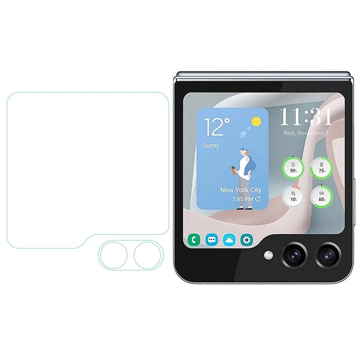 Für Samsung Galaxy Z Flip5 5G Kleiner Bildschirmschutz + Kamera -objektivschutz 2,5d Bogenkante Seidendruck Temperiertes Glasfilm Set