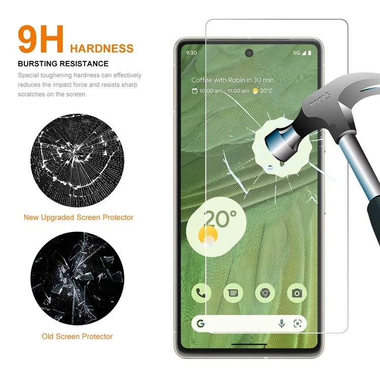 ENKAY HAT PRINCE 2PCS per Google Pixel 7a 0,26 mm 9H 2,5D Pellicola protettiva in vetro ad alta resistenza in alluminio-silicio 