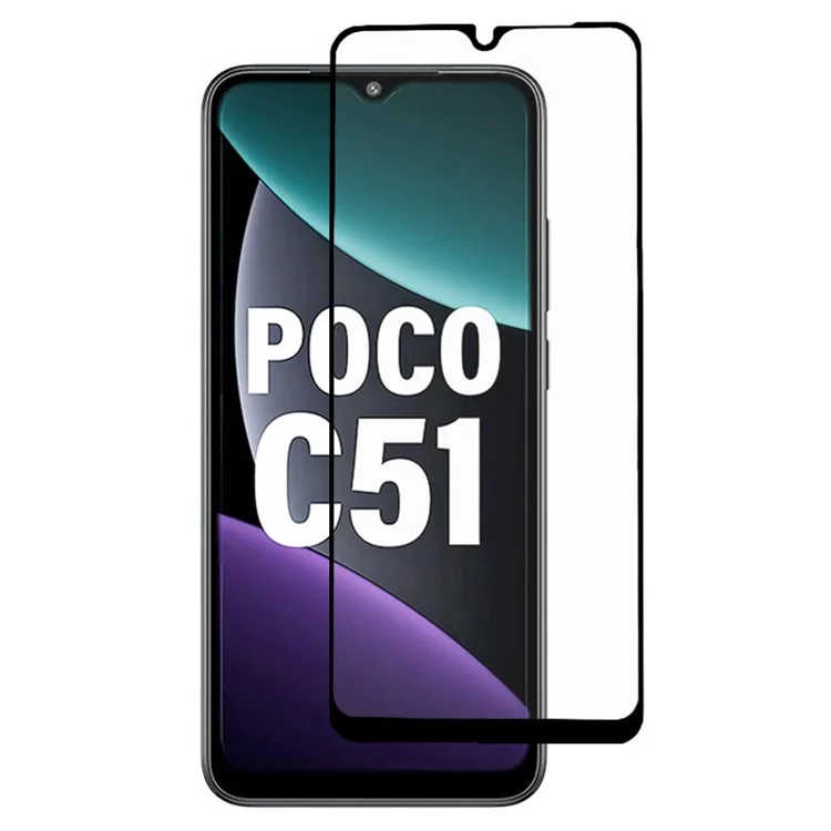 Para Xiaomi Poco C51 4G Silk Printing Full Glue Full Screen Protector HD Clear Tempered Glass Phone Film