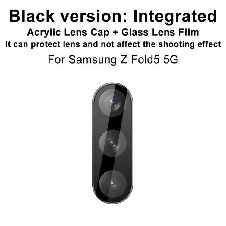 IMAK Camera Lens Protector for Samsung Galaxy Z Fold5 5G Tempered Glass Lens Film+Acrylic Lens Cap (Black Version)