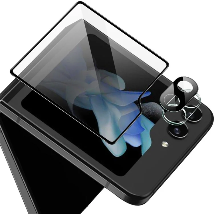 IMAK For Samsung Galaxy Z Flip5 5G Oleophobic Tempered Glass Camera Lens Protector Lens Film with Back Screen Film Set (Black Version)
