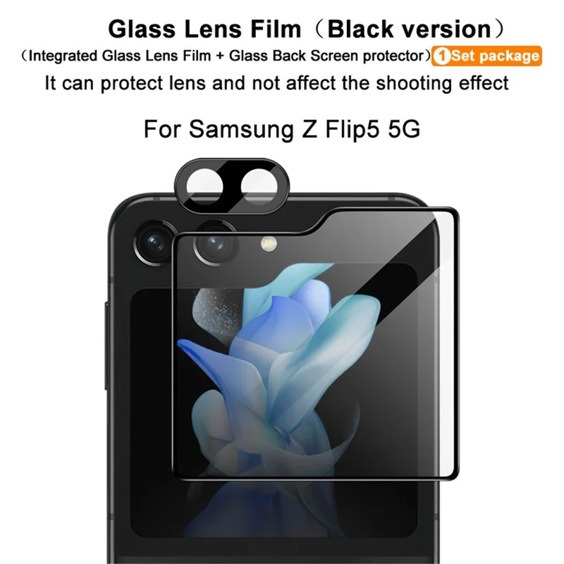 IMAK For Samsung Galaxy Z Flip5 5G Oleophobic Tempered Glass Camera Lens Protector Lens Film with Back Screen Film Set (Black Version)