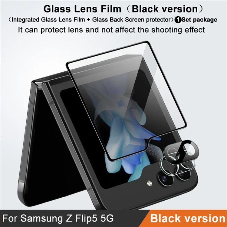 IMAK For Samsung Galaxy Z Flip5 5G Oleophobic Tempered Glass Camera Lens Protector Lens Film with Back Screen Film Set (Black Version)