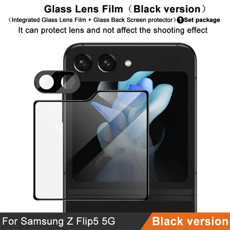 IMAK For Samsung Galaxy Z Flip5 5G Oleophobic Tempered Glass Camera Lens Protector Lens Film with Back Screen Film Set (Black Version)