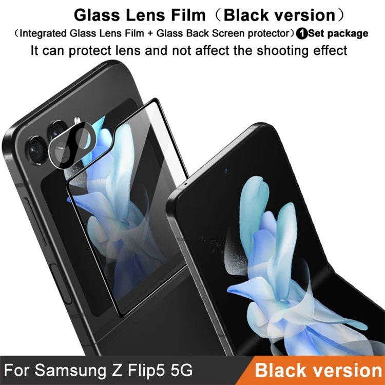 IMAK For Samsung Galaxy Z Flip5 5G Oleophobic Tempered Glass Camera Lens Protector Lens Film with Back Screen Film Set (Black Version)