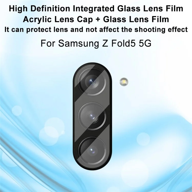 IMAK Pour Samsung Galaxy Z Fold5 5G HD Clear Integrated Camera Lens Film Clear Tempered Glass Lens Protector + Acrylic Lens Cap