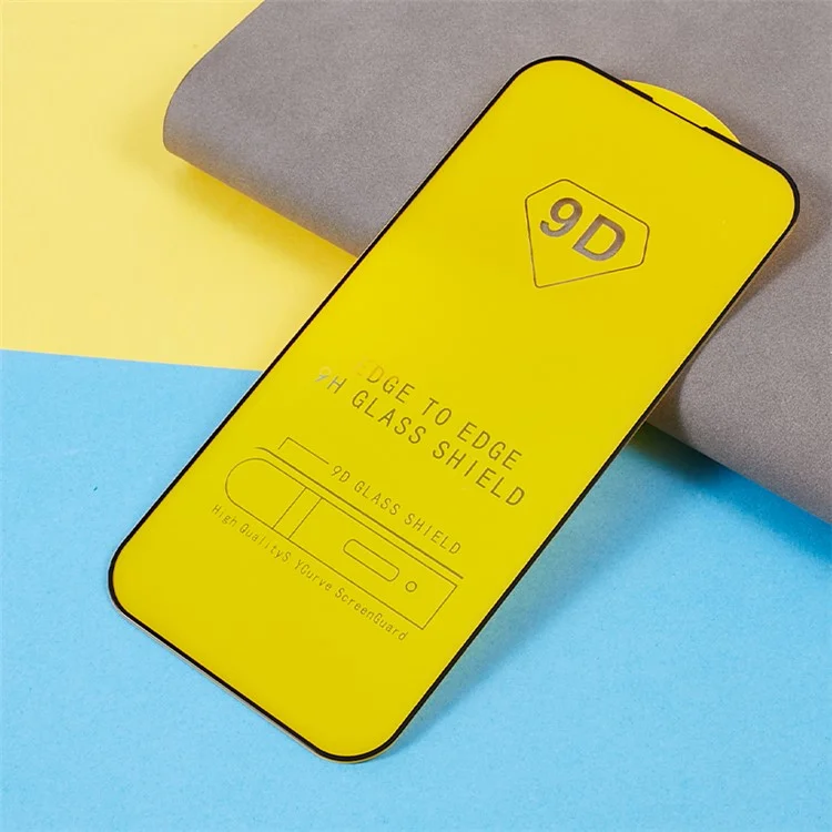 Protector de pantalla de vidrio templado para iPhone 15 Pro, cobertura completa, transparente, adhesivo lateral, película 9D