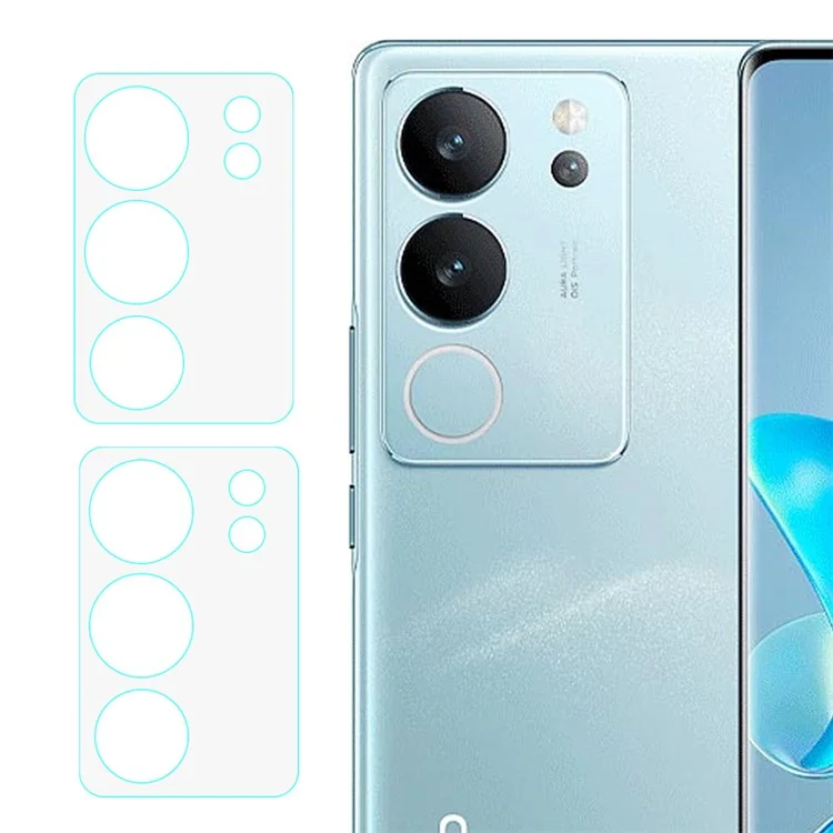 2Pcs Para vivo S17 Pro 5G Protetor de Lente de Câmera Borda de Arco 3D Anti-Arranhões Filme de Vidro Temperado de Lente de Telefone