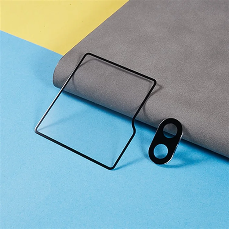 Pour Samsung Galaxy Z Flip5 5G 1 Set 3D Camera Lens Protector + Rear Small Screen Film Tempered Glass Silk Printing Film