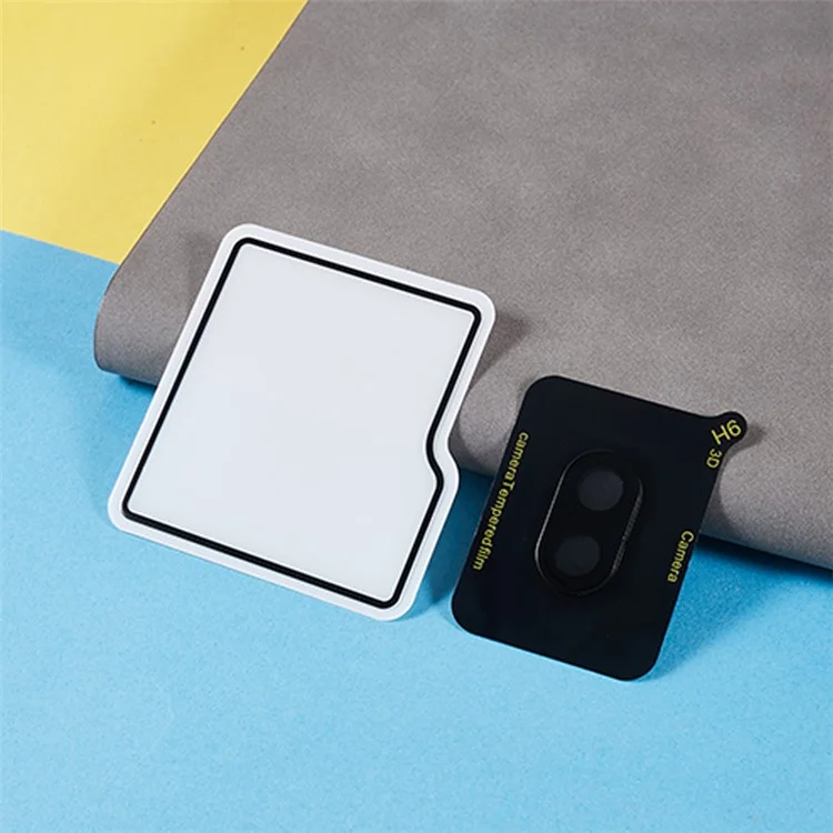 Pour Samsung Galaxy Z Flip5 5G 1 Set 3D Camera Lens Protector + Rear Small Screen Film Tempered Glass Silk Printing Film