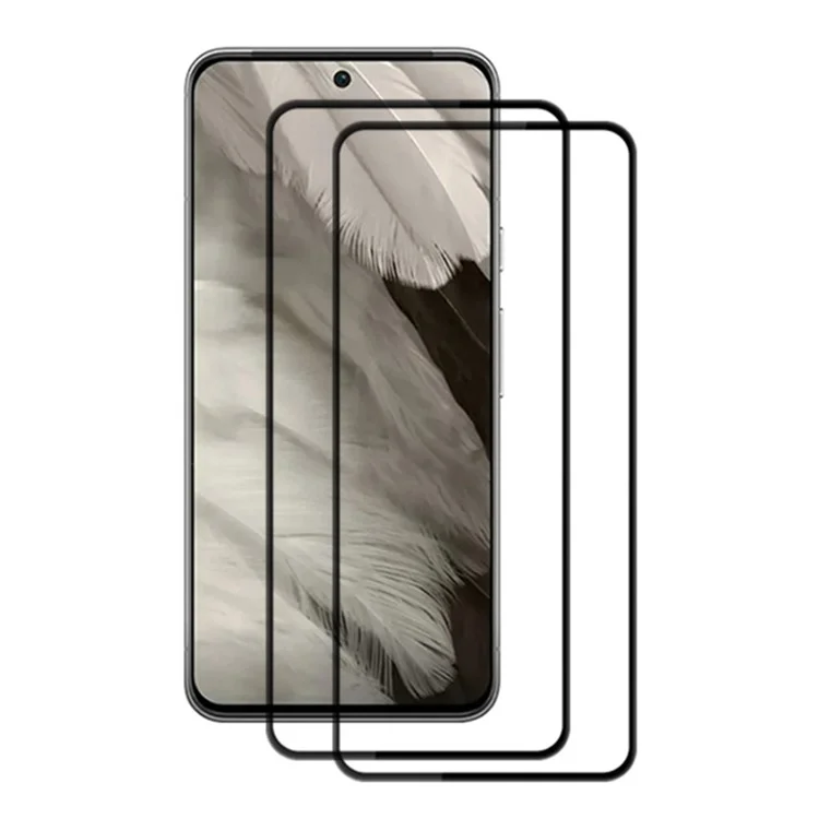 AMORUS 2Шт. Защитная пленка для экрана Google Pixel 8, Полное покрытие Закаленное стекло Шелковая печать Прозрачная пленка - Черный