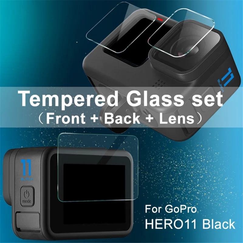 IMAK 1 Набор защитных пленок для экрана камеры для GoPro Hero 11 Black, закаленное стекло (передний экран+задний экран+объектив)