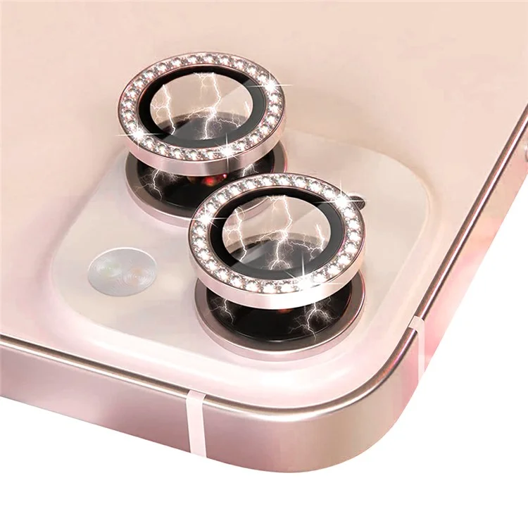 NORTHJO 1 Set para iPhone 13 / 13 mini Vidro Temperado + Anel de Metal Individual Anel de Cristal Rhinestone Filme de Lentes HD Transparente Protetor de Lente da Câmera - Ouro Rosa