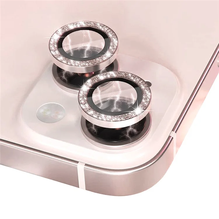 NORTHJO For iPhone 13 6.1 inch / 13 mini 5.4 inch 1 Set Camera Lens Protector Glitter Metal Ring Tempered Glass Lens Film - Pink