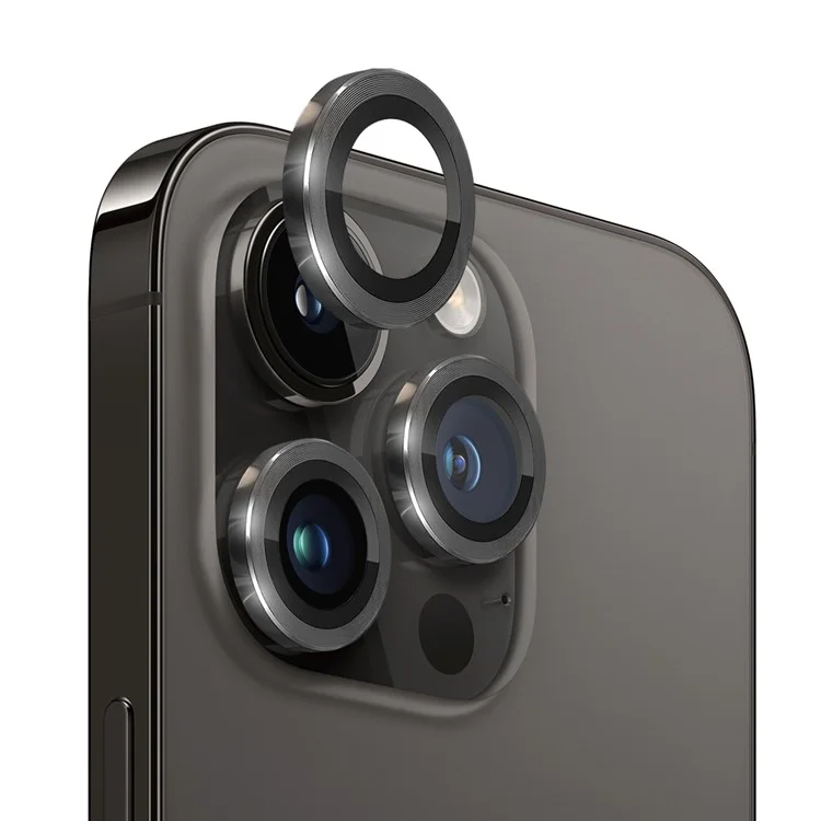 NORTHJO Para iPhone 12 Pro / 11 Pro Max / 11 Pro 1 Conjunto de Protetor de Lente de Câmera de Vidro Temperado Film de Lente com Anel de Metal de Veio CD - Preto