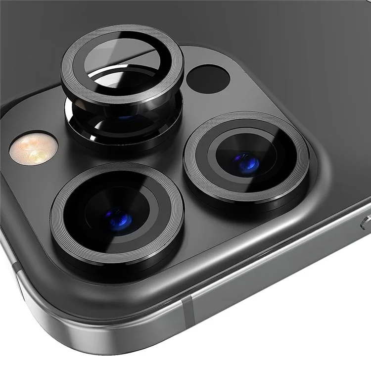 NORTHJO Para iPhone 12 Pro / 11 Pro Max / 11 Pro 1 Conjunto de Protetor de Lente de Câmera de Vidro Temperado Film de Lente com Anel de Metal de Veio CD - Preto