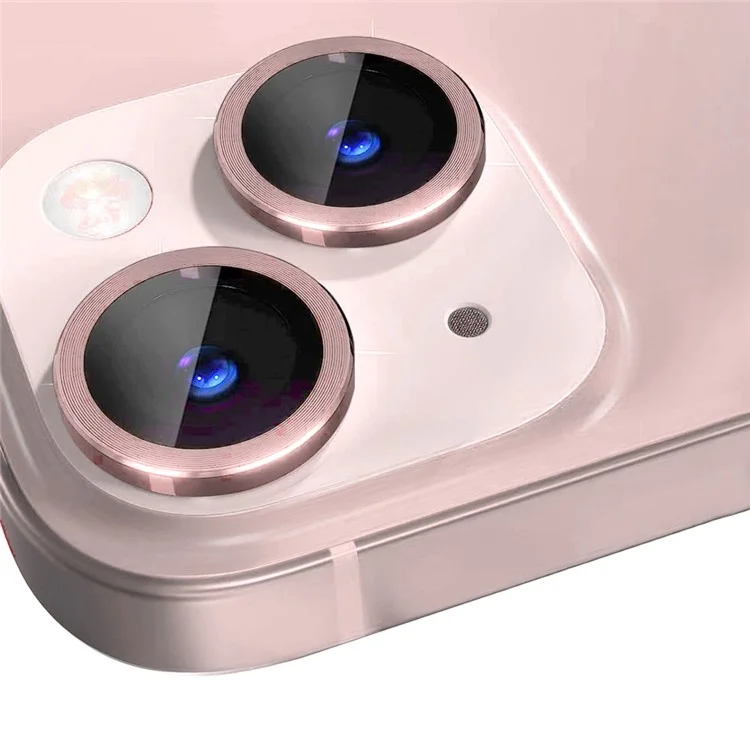 NORTHJO For iPhone 13 mini 5.4 inch / 13 6.1 inch 1 Set Camera Lens Protector CD Vein Metal Ring Tempered Glass Lens Film - Pink