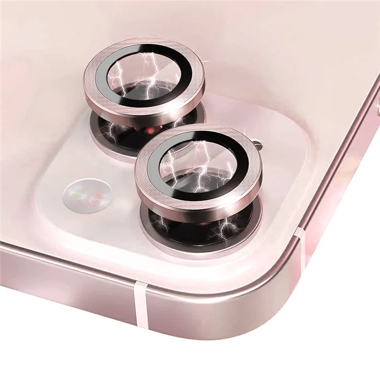 NORTHJO For iPhone 13 mini 5.4 inch / 13 6.1 inch 1 Set Camera Lens Protector CD Vein Metal Ring Tempered Glass Lens Film - Pink