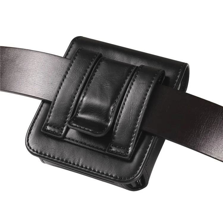 Per Samsung Galaxy Z Flip3 5G / Z Flip4 5G / Z Flip5 5G Crazy Horse PU Leather Phone Belt Bag Wasit Phone Holster Pouch - Nero